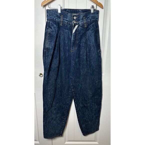 VINTAGE JORDACHE 80s HIGH RISE PLEATED ACID WASH DENIM JEANS 13/14 - Picture 1 of 10